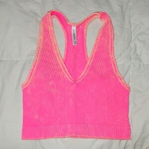 Zenana Gorgeous Nwots Pink Mineral Wash Bralette, Ribbed. Sz Lg/xlg!!
